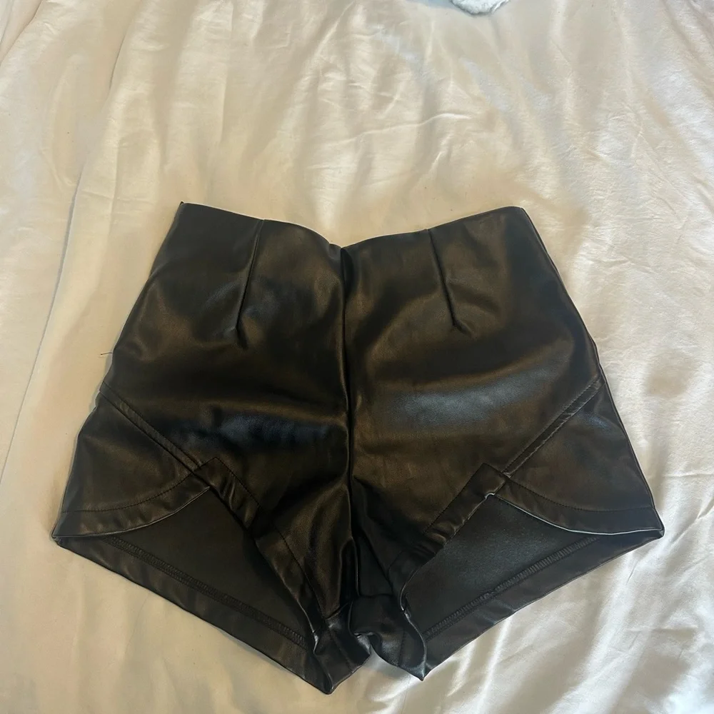 REVOLVE High-Waist Black Faux Leather Shorts